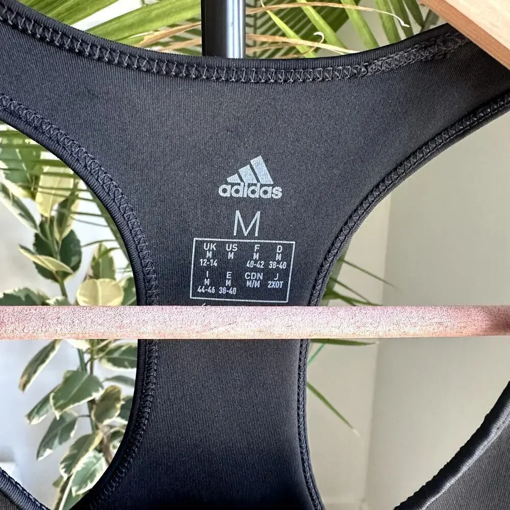 Adidas Climalite Black Racerback Sports Bra M Gym Activewear Running